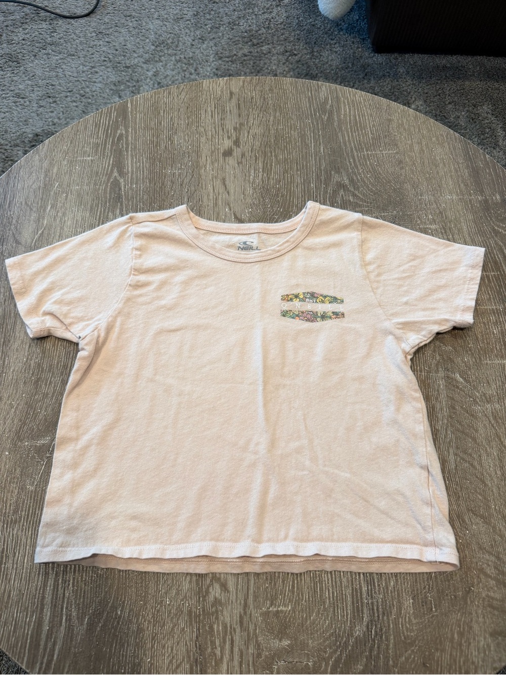 Soft Pink Girl’s Cropped O’Neill Tee with Floral Accent